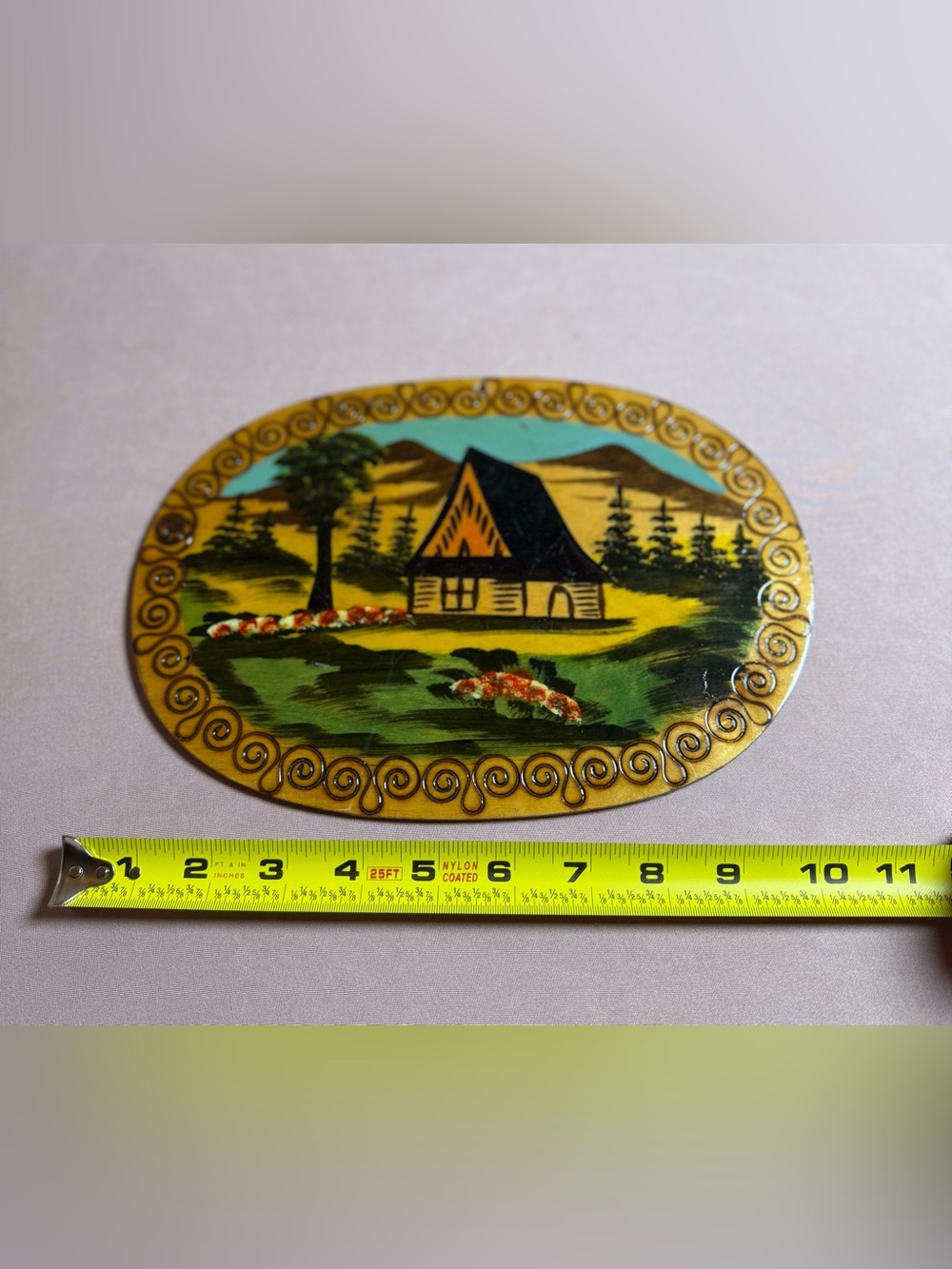 Vintage Polish Cabin Scene 70-80s Folk Art Handcrafted Pyrography ANDRZEJ KOZERA - Picture 6 of 7